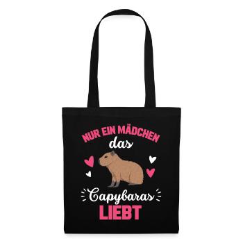 Capybara Mädchen Geschenk Niedliches Capybara - Stoffbeutel - Schwarz - Vorne