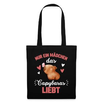 Nur ein Mädchen das Capybaras liebt Tier Capybara - Stoffbeutel - Schwarz - Vorne