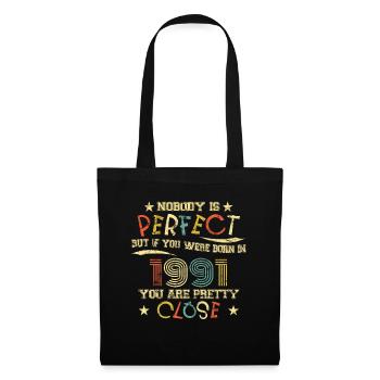 1991 Birthday Vintage Nobody is perfect - Tote Bag - black - Front