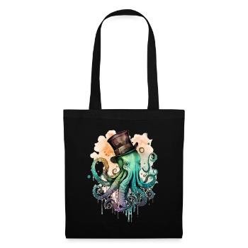 Octophus avec cylindre - Sac en tissu - noir - Devant