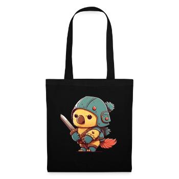 Oiseau en tenue de guerrier - Sac en tissu - noir - Devant