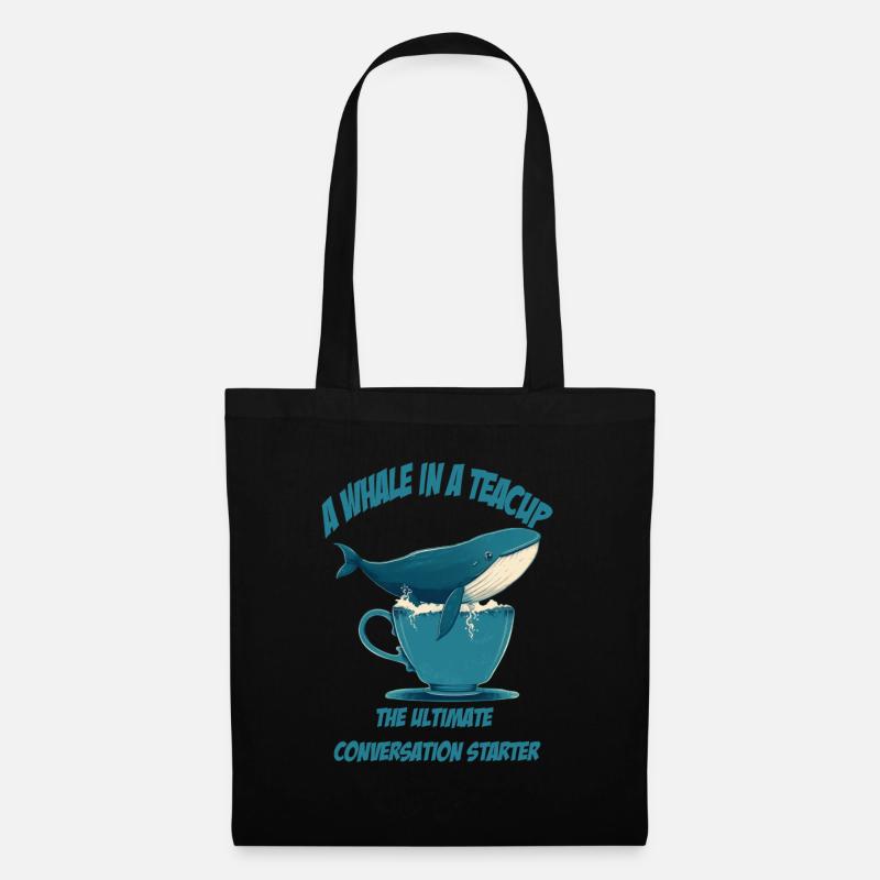 Wal in Teetasse conversation starter - Stoffbeutel - Schwarz