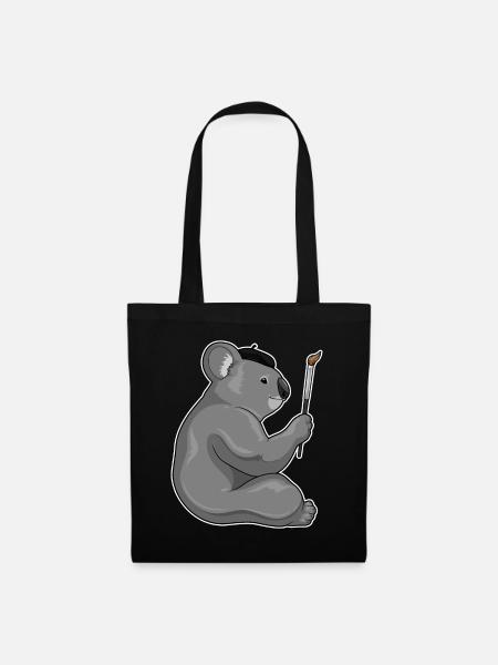 Koala Maler Pinsel Malen - Stoffbeutel - Schwarz