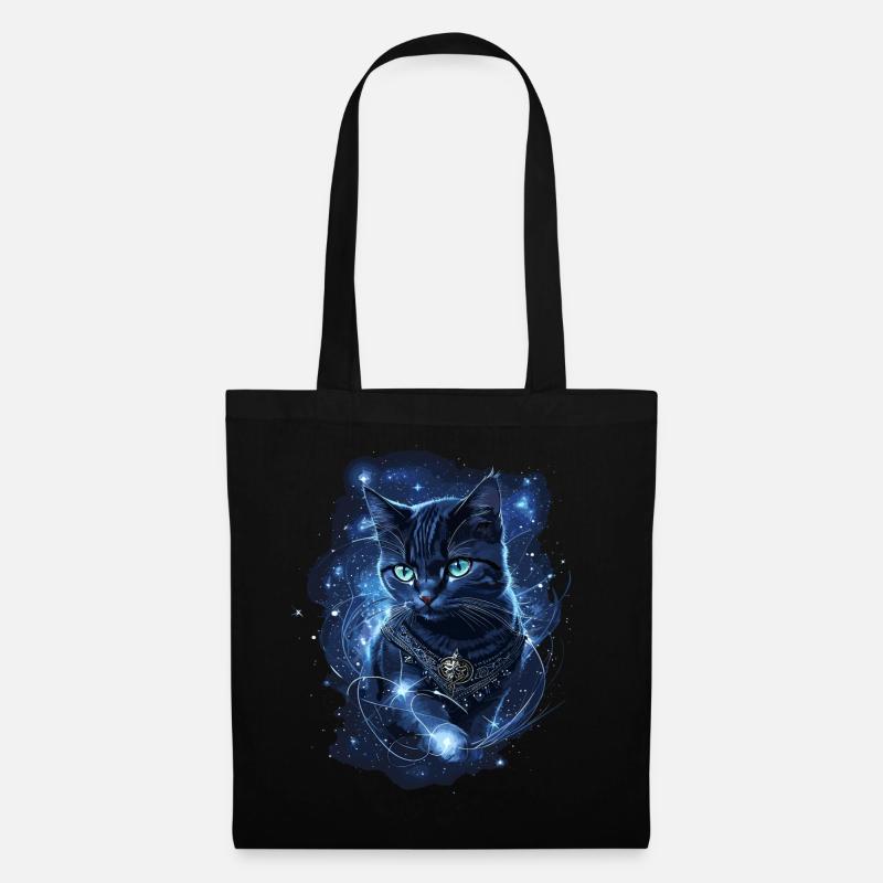 Zauberhafte Katze Mystische Schwarze Katze - Stoffbeutel - Schwarz