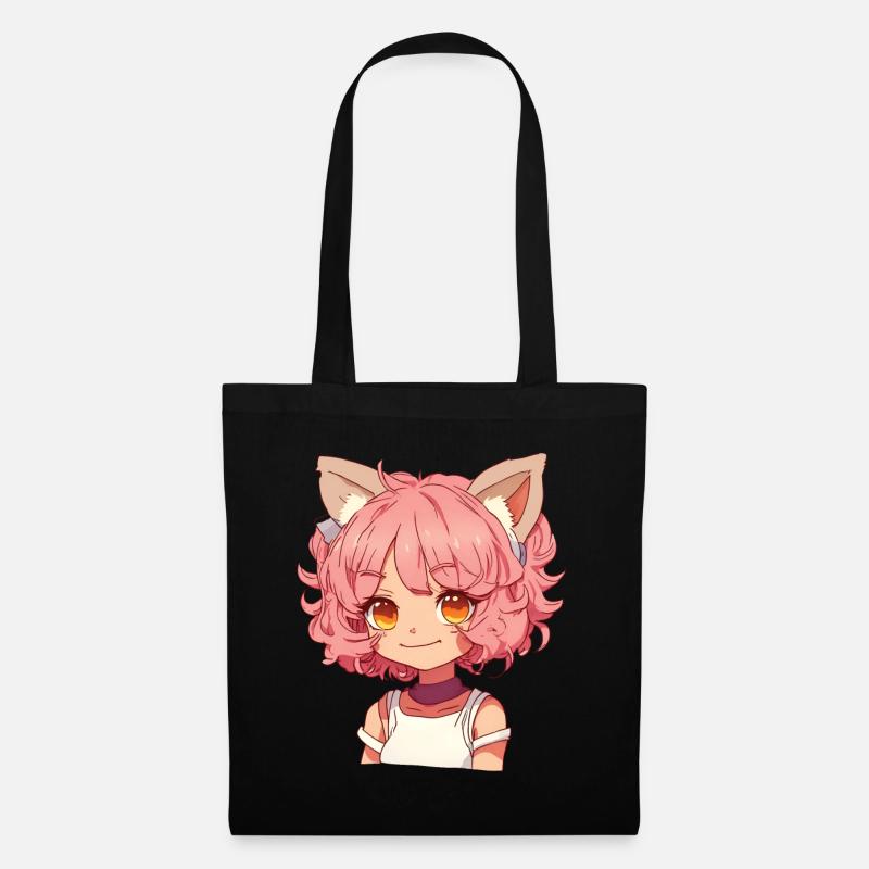 Kemonomimi Kawaii Anime Mädchen Manga Design - Stoffbeutel - Schwarz