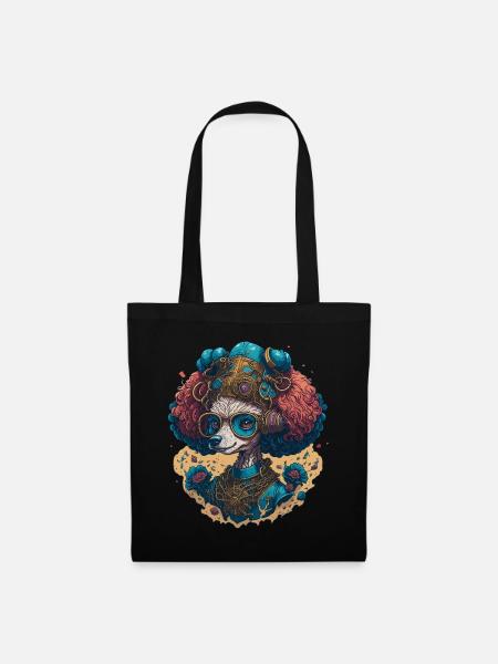 Steampunk Pudel - Retro Mechanik Hund Haustier - Stoffbeutel - Schwarz