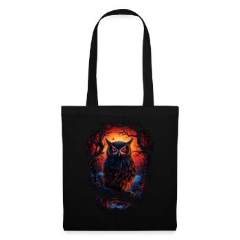 Beautiful owl with big eyes at night - Tote Bag - black - Front