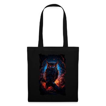Cool owl with big eyes at night - Tote Bag - black - Front