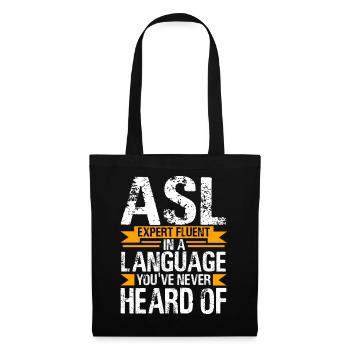 Deaf Pride ASL Gebärdensprache - Stoffbeutel - Schwarz - Vorne