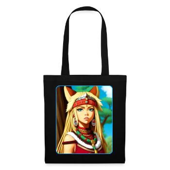 Cooles Anime Manga Girl Comic Style - Stoffbeutel - Schwarz - Vorne