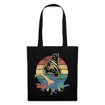 Dinosaure 4 ans cadeau 4ème anniversaire rétro - Sac en tissu - noir - Devant