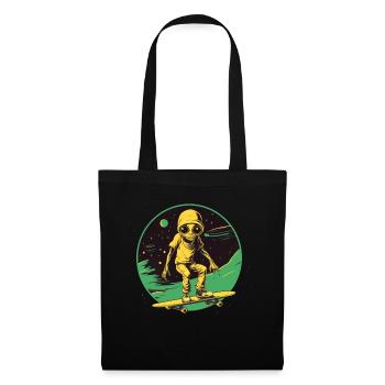 Alien auf Skateboard - Stoffbeutel - Schwarz - Vorne
