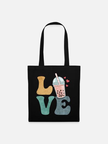 Boba Tee Bubble Tea Milchtee - Stoffbeutel - Schwarz