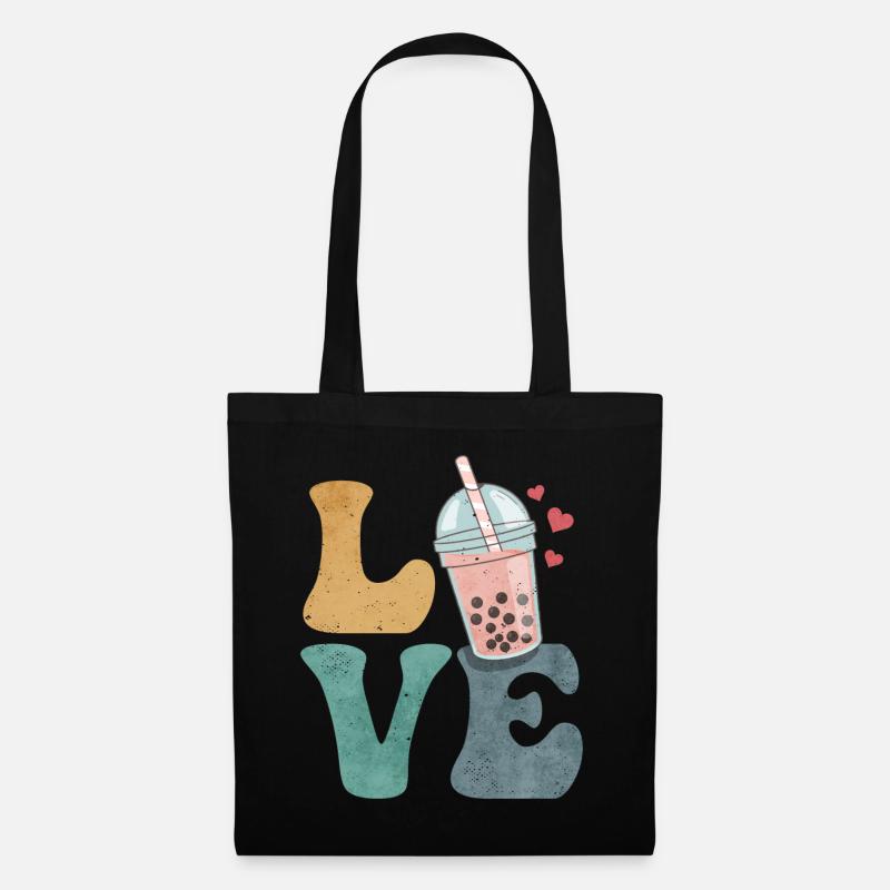 Boba Tee Bubble Tea Milchtee - Stoffbeutel - Schwarz