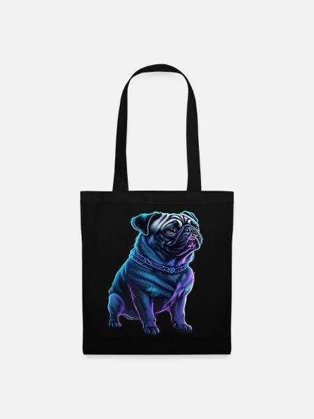 Futuristischer Neon-Mops - Stoffbeutel - Schwarz