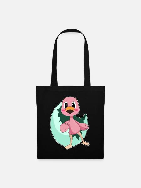 Flamingo Ei - Stoffbeutel - Schwarz