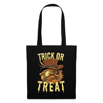 Trick or Treat: Cooler Steampunk Halloween Kürbis - Stoffbeutel - Schwarz - Vorne