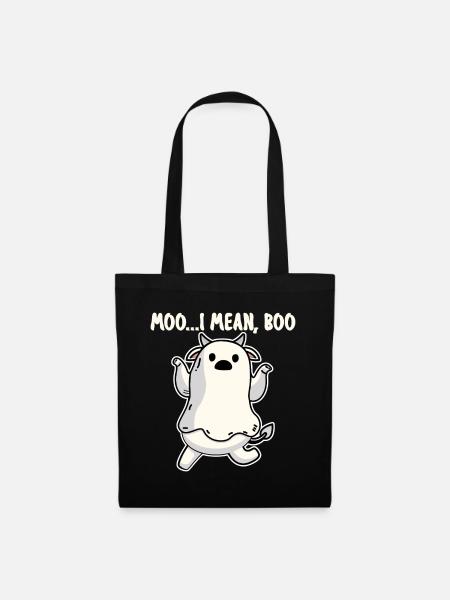 Moo... I Mean Boo: Süße Kuh Halloween Geist Kostüm - Stoffbeutel - Schwarz