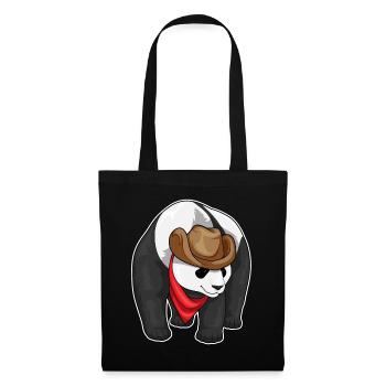 Panda Cowboy Cowboy Chapeau - Sac en tissu - noir - Devant