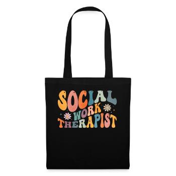 Groovy Social Work Therapist Therapy Social Work - Tote Bag - black - Front