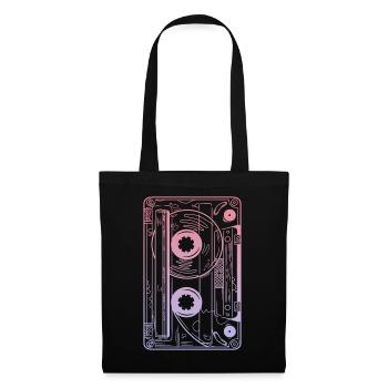Kassette 90er Party 80er Jahre Retro Musik Tape - Stoffbeutel - Schwarz - Vorne