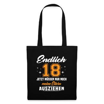 18 Jahre Geburtstagsgeschenk endlich 18 - Stoffbeutel - Schwarz - Vorne