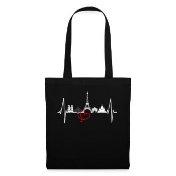 Paris Skyline Heartbeat Eiffel Tower France - Tote Bag - black - Front
