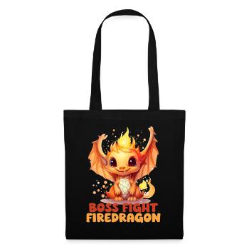 Endgegner Feuerdrache Rollenspiel Fantasymotiv - Stoffbeutel - Schwarz - Vorne