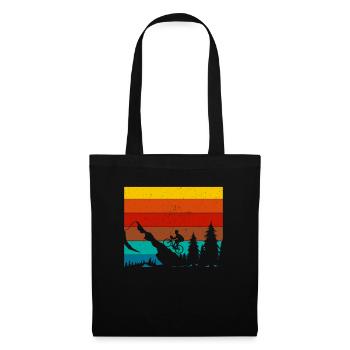 Retro mountain bikers forest and mountains MTB cyclists - Tote Bag - black - Front