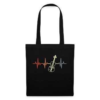 Vintage Violin Heartbeat ECG - Sac en tissu - noir - Devant