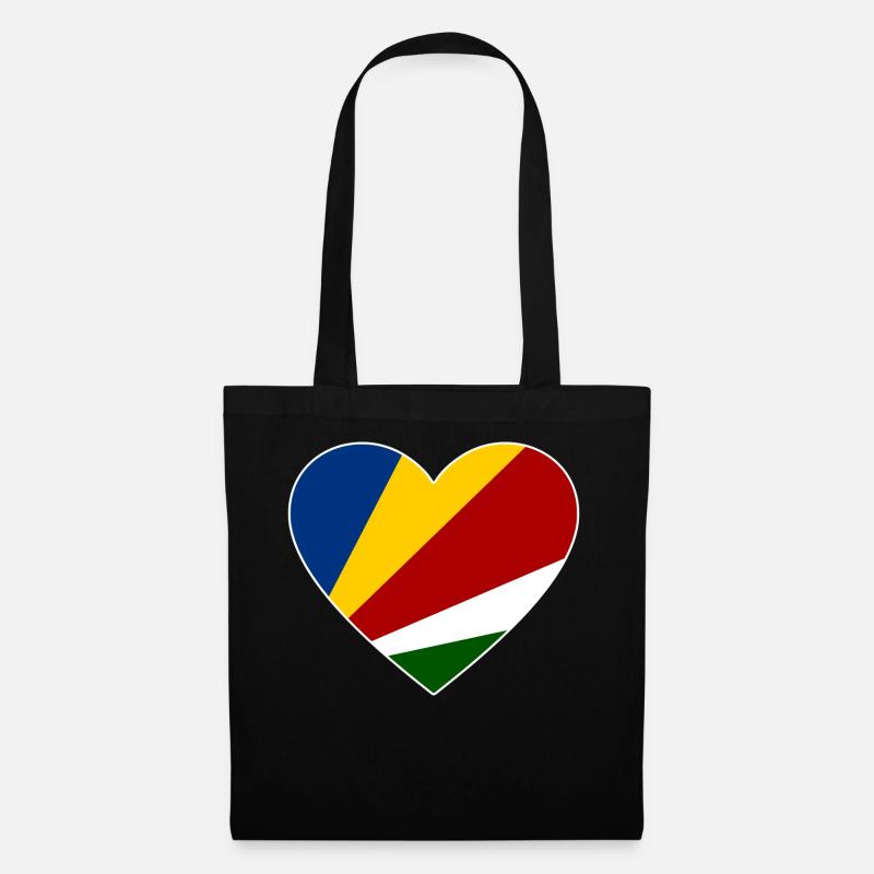 Seychellen Flagge Herz - Stoffbeutel - Schwarz