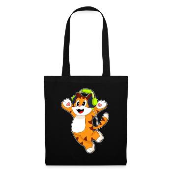 Musique casque Tiger - Sac en tissu - noir - Devant