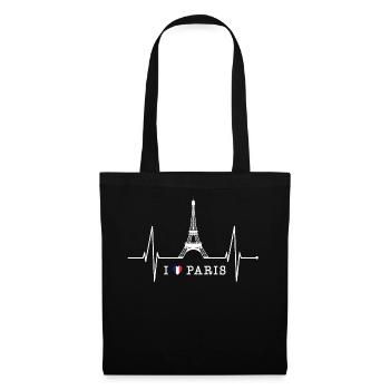 Paris Skyline Heartbeat Eiffel Tower France - Tote Bag - black - Front