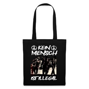 Kein Mensch ist Illegal - Stoffbeutel - Schwarz - Vorne