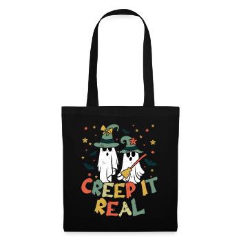 Retro Vintage Ghost Witch Lazy Creepy Halloween - Tote Bag - black - Front