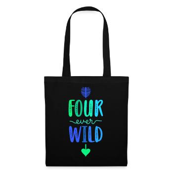 Four Ever Wild 4 Jahre 4. Geburtstag Jungen - Stoffbeutel - Schwarz - Vorne