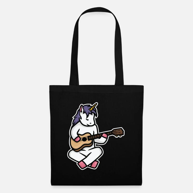 Ukulele Einhorn - Stoffbeutel - Schwarz