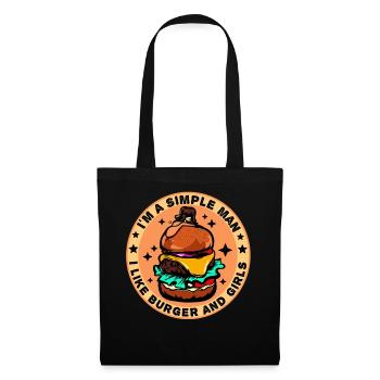 Burger Cheeseburger love - simple man - Tote Bag - black - Front