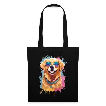 Golden Retriever Farbsplash Sonnenbrille Coolness - Stoffbeutel - Schwarz - Vorne