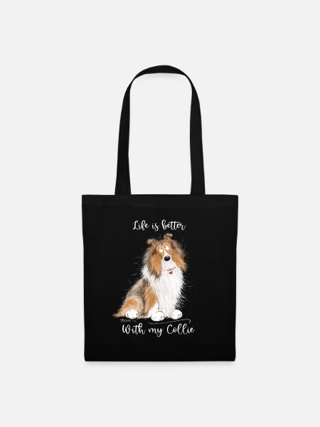 Collie Hunde Spruch Collie Rough I Langhaarcollie - Stoffbeutel - Schwarz