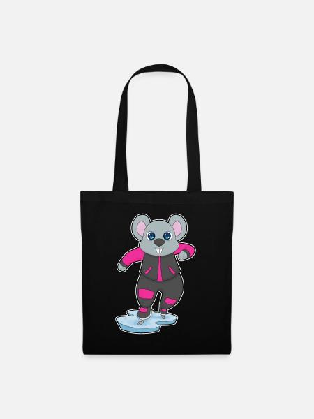Maus Eislaufen Schlittschuhe - Stoffbeutel - Schwarz