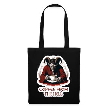 Kaffee Direkt Aus Der Hölle Lustig Shirt - Stoffbeutel - Schwarz - Vorne