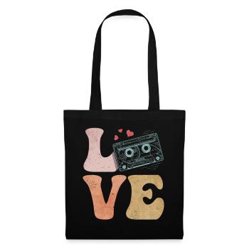 Tape cassette LOVE - Sac en tissu - noir - Devant