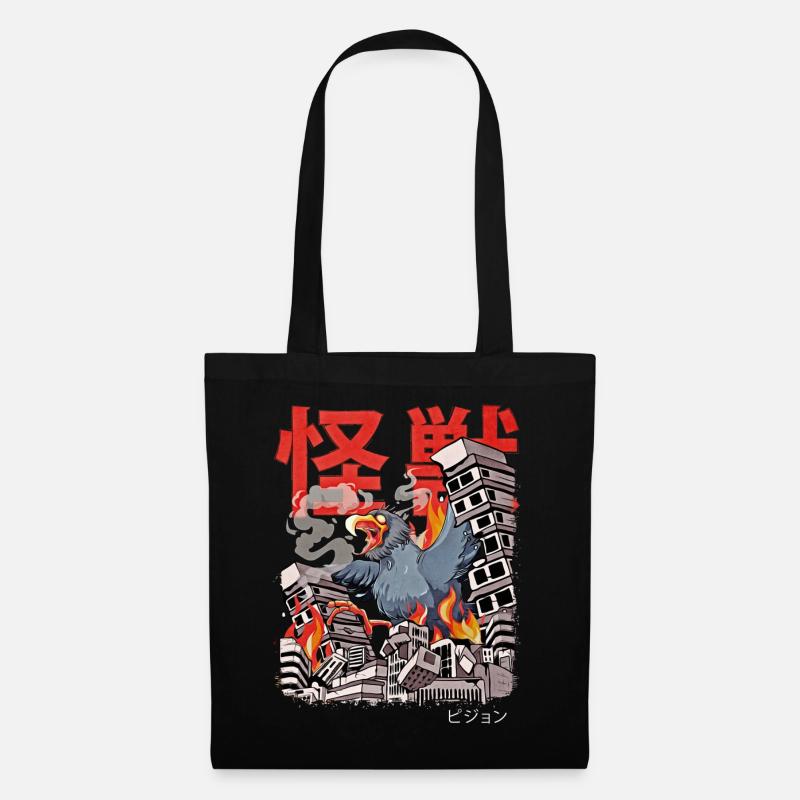 Kaiju Taube Japanisch Anime Monster Vogel - Stoffbeutel - Schwarz
