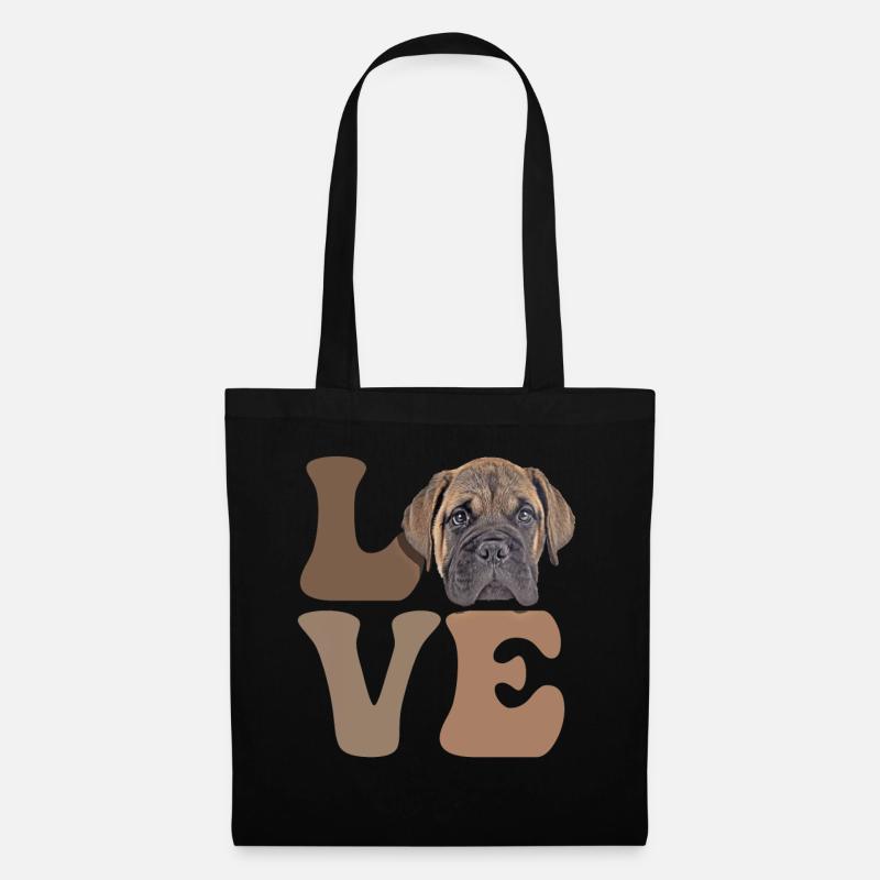 Bullmastiff Hund LIEBE - Stoffbeutel - Schwarz