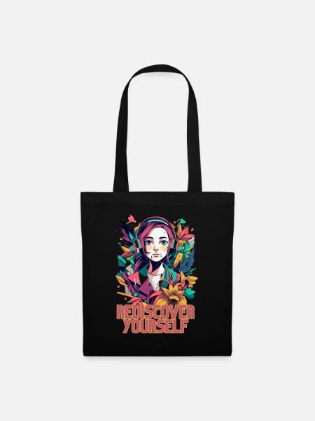 Rediscover Yourself- Trendy Aesthetic Graphic - Tote Bag - black