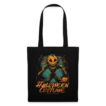Vogelscheuche mit Kürbis Vintage Halloween Kostüm - Stoffbeutel - Schwarz - Vorne