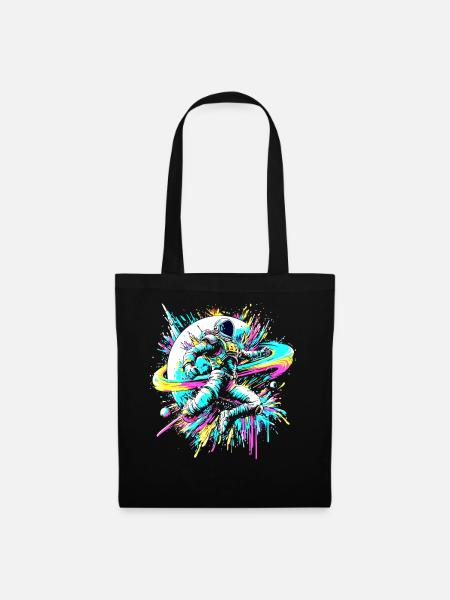 Astronaut bunte Farb Explosion Graffiti Weltraum - Stoffbeutel - Schwarz