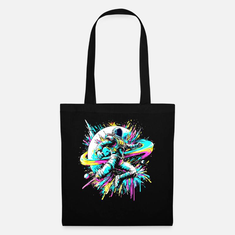 Astronaut bunte Farb Explosion Graffiti Weltraum - Stoffbeutel - Schwarz