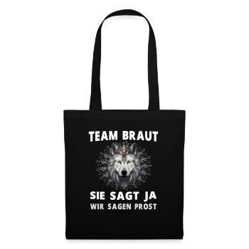 Hochzeit Junggesellenabschied Wolf Braut Bräutigam - Stoffbeutel - Schwarz - Vorne